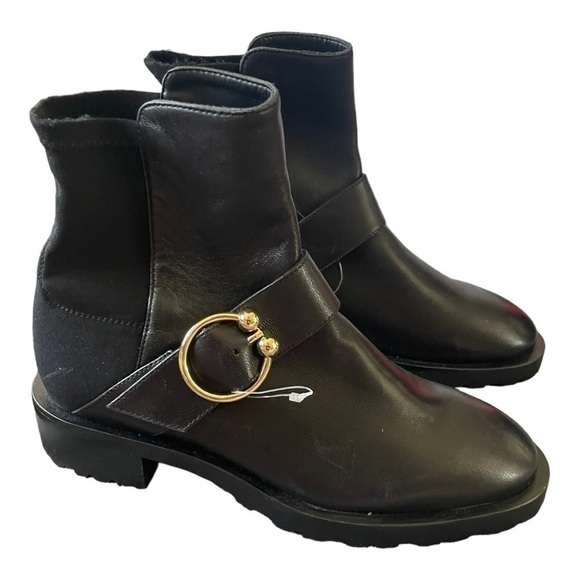 Stuart Weitzman Luxering Black Suede Neoprene Ankle Boots NWOB 5 35.5 - Picture 2 of 8